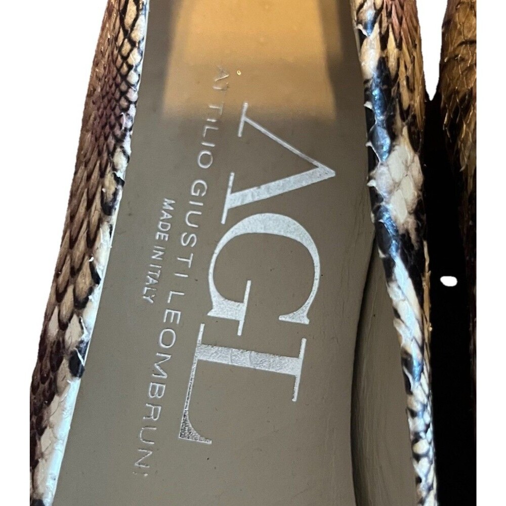 AGL Attilio Giustille Leombruni Snakeskin Print Leather Ballet Flat Size 5.5 - Picture 4 of 9
